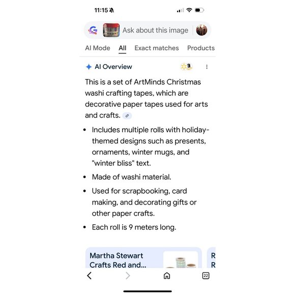 ArtMinds Christmas-Themed Washi Tape 6 Rolls For Decorative Crafts Scrapbooking - Picture 5 of 6